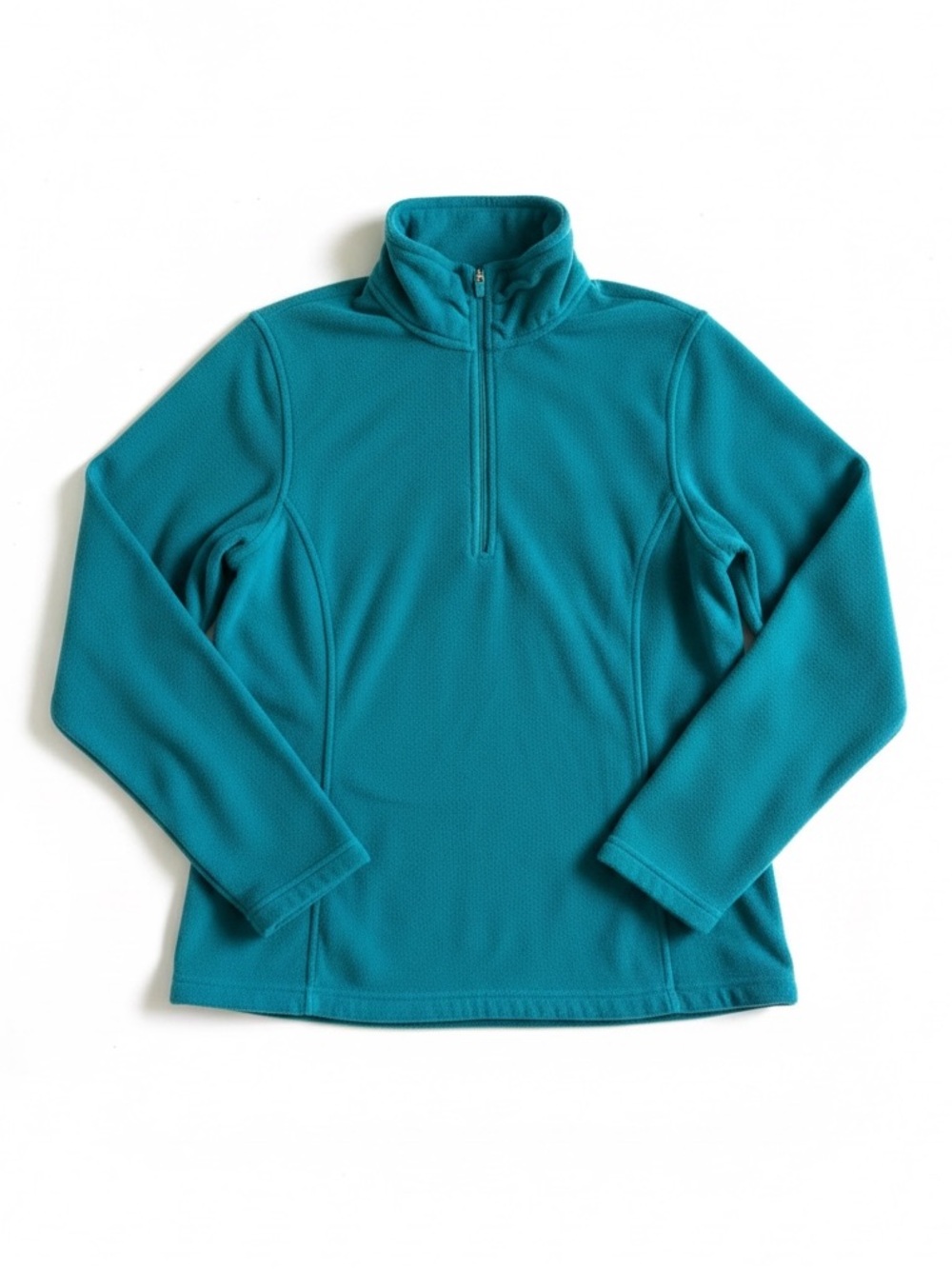 Lands’ End Fleece Quarter Zip Pullover Teal Soft Cozy Outdoor Hiking Layer Top M